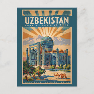 Cartão Postal Ilustração de Camelo do Uzbequistão Arte de Viagem