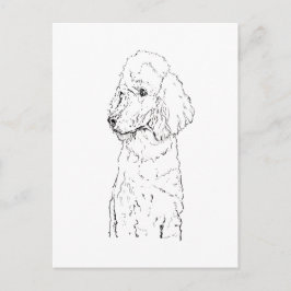 Cartão Postal Ilustração de Cão Poodle Padrão - Arte em Tinta