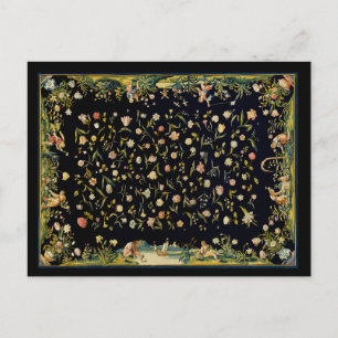 Cartão Postal Ilustração de Carpete de Mesa Floral Antiquada