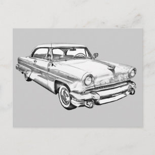 Cartão Postal Ilustração de Carro de Luxo Lincoln Capri 1955