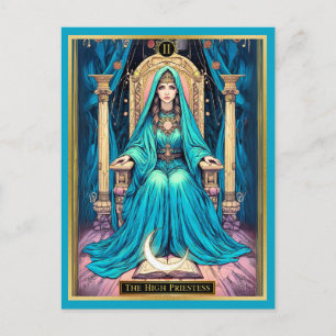 Cartão Postal Ilustração de Carta de Tarot, A Sumo Sacerdotisa