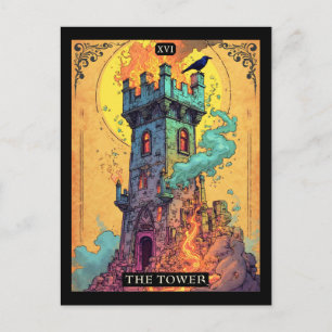 Cartão Postal Ilustração de Carta de Tarot, A Torre