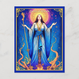 Cartão Postal Ilustração de Carta de Tarot, Rainha de Varinhas