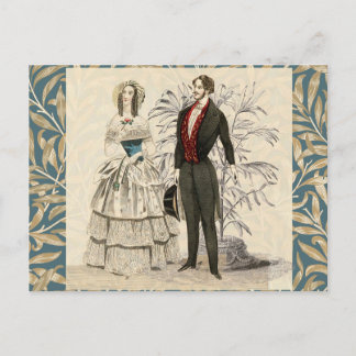 Cartão Postal Ilustração de casamento vitoriano vintage de 1844