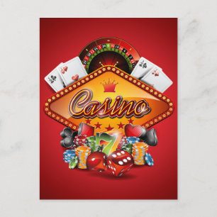Cartão Postal Ilustração de casino com elementos de jogo