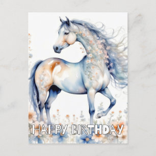 Cartão Postal Ilustração de Cavalo Majestoso e Bonito