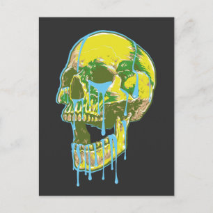 Cartão Postal Ilustração de Caveira com Neon Pingando – Arte Gru