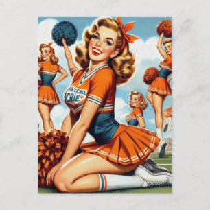 Cartão Postal Ilustração de Cheerleaderes Vintage