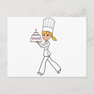 Cartão Postal Ilustração de Chef de Menina Única