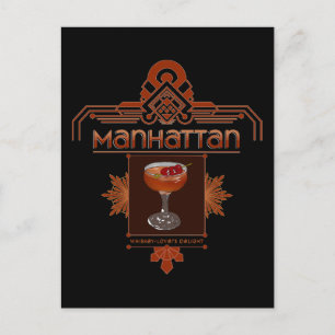 Cartão Postal Ilustração de Cocktail Retro Manhattan