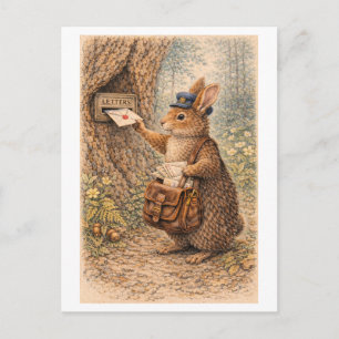 Cartão Postal Ilustração de Coelho ao Estilo Vintage como Cartei