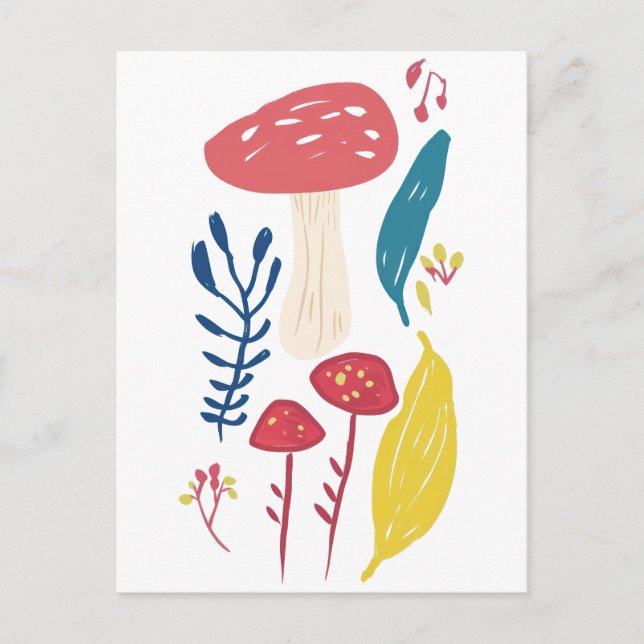 Cartão Postal Ilustração de cogumelos (Frente)