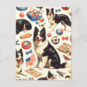 Cartão Postal Ilustração de Coleta de Borda de Cuta Vintage