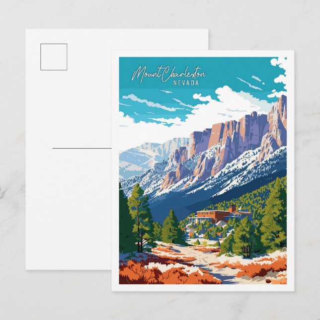 Cartão Postal Ilustração de colheita Monte Charleston Nevada USA (Frente/Verso)