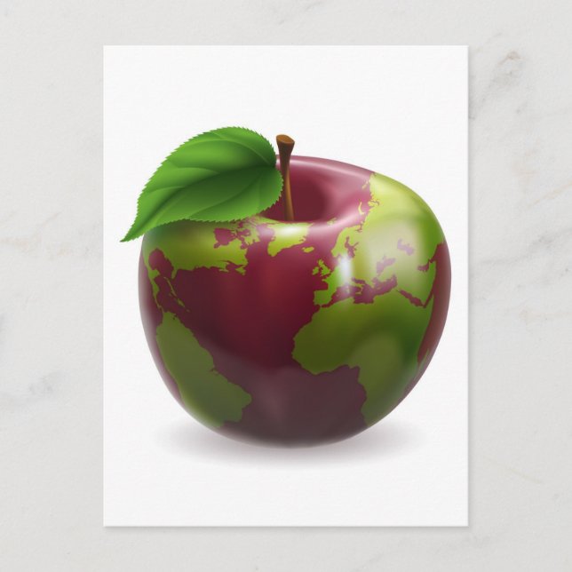 Cartão Postal Ilustração de Conceito de Maçã Globo (Frente)