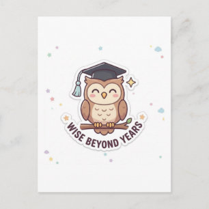 Cartão Postal Ilustração de Coruja com Chapéu de Formatura "Sábi