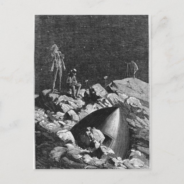 Cartão Postal Ilustração de "Da Terra à Lua" (Frente)