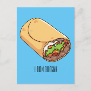 Cartão Postal Ilustração de desenho animado burrito