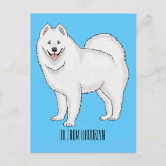 Cartão Postal Ilustração de desenho animado com cão Samoyed