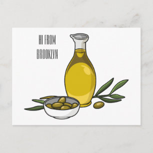 Cartão Postal Ilustração de desenho animado de azeite