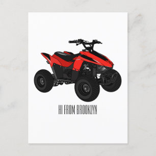 Cartão Postal Ilustração de desenho animado de bicicleta atv