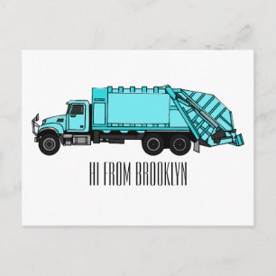 Cartão Postal Ilustração de desenho animado de caminhão de lixo