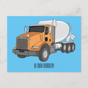 Cartão Postal Ilustração de desenho animado de caminhão misturad