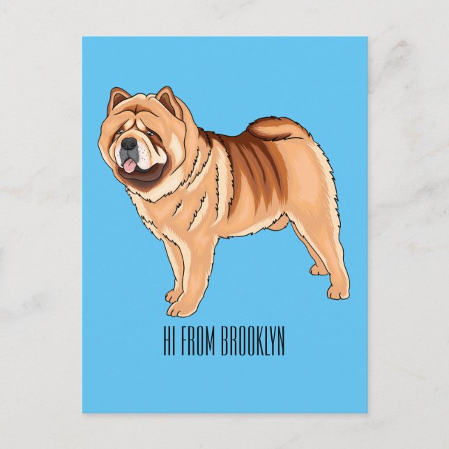 Cartão Postal Ilustração de desenho animado de cão Chow Chow (Frente)
