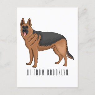 Cartão Postal ilustração de desenho animado de cão german shephe