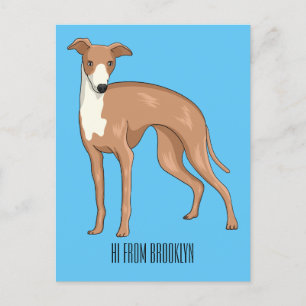 Cartão Postal Ilustração de desenho animado de cão Greyhound