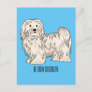 Cartão Postal Ilustração de desenho animado de cão Havanês