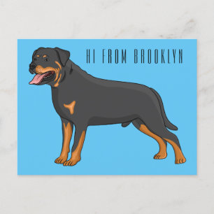 Cartão Postal Ilustração de desenho animado de cão rottweiler