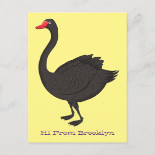 Cartão Postal Ilustração de desenho animado de cisne preto