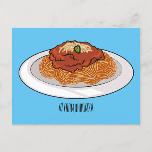 Cartão Postal Ilustração de desenho animado de espaguete