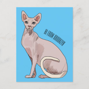 Cartão Postal Ilustração de desenho animado de gato esphynx