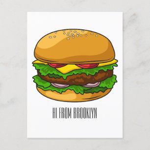 Cartão Postal Ilustração de desenho animado de hambúrguer