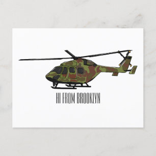 Cartão Postal Ilustração de desenho animado de helicóptero do ex