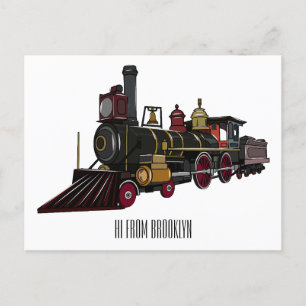 Cartão Postal Ilustração de desenho animado de locomotiva a vapo