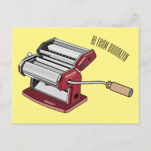 Cartão Postal Ilustração de desenho animado de máquina de macarr