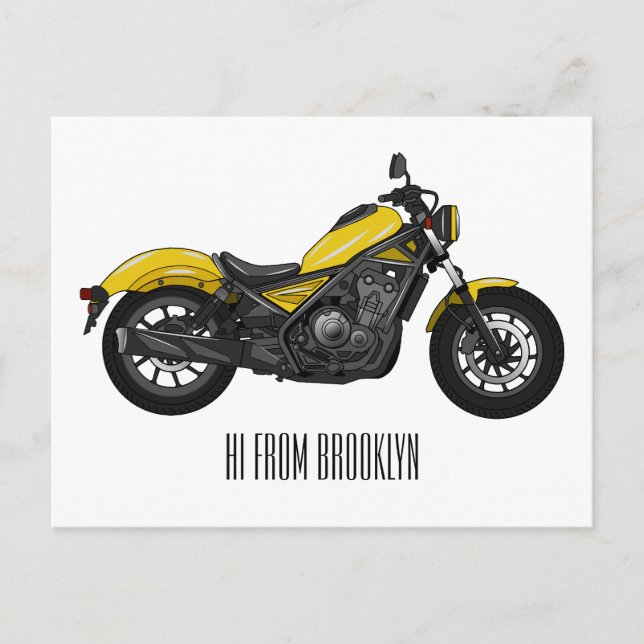 Cartão Postal Ilustração de desenho animado de motociclo cruzado (Frente)