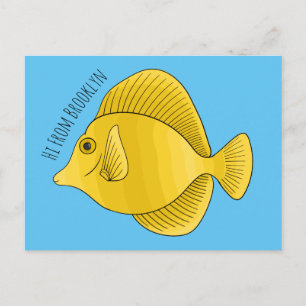 Cartão Postal Ilustração de desenho animado de peixe dançado ama
