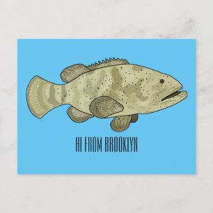 Cartão Postal Ilustração de desenho animado de peixe-grua