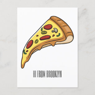 Cartão Postal Ilustração de desenho animado de pizza