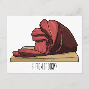 Cartão Postal Ilustração de desenho animado de presunto