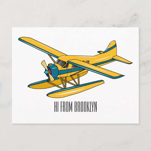 Cartão Postal Ilustração de desenho animado de Seaplane (Frente)