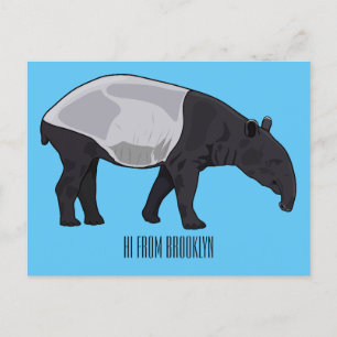 Cartão Postal Ilustração de desenho animado de Tapir