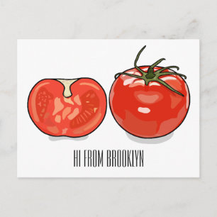 Cartão Postal Ilustração de desenho animado de tomate