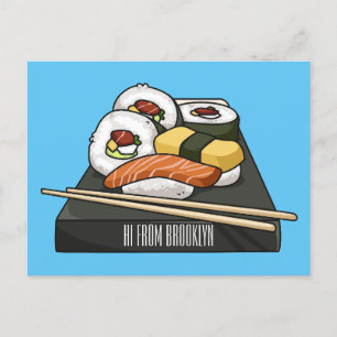 Cartão Postal Ilustração de desenho animado Sushi