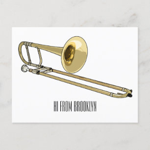 Cartão Postal Ilustração de desenho animado Trombone