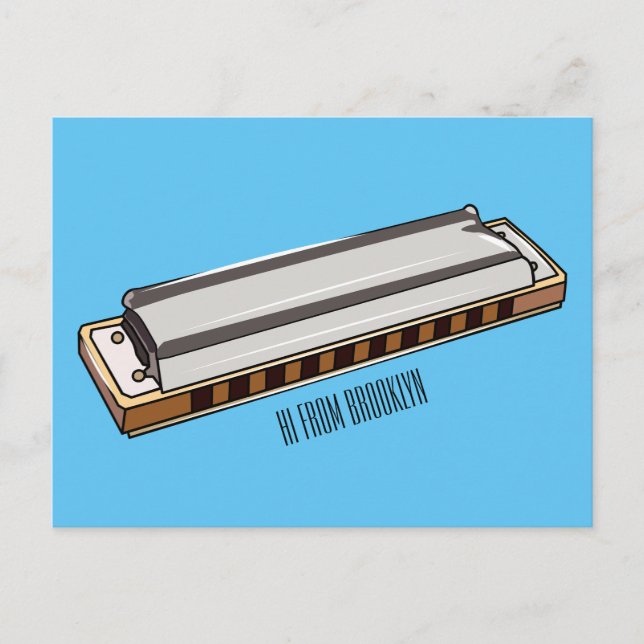 Cartão Postal Ilustração de desenho da Harmonica (Frente)